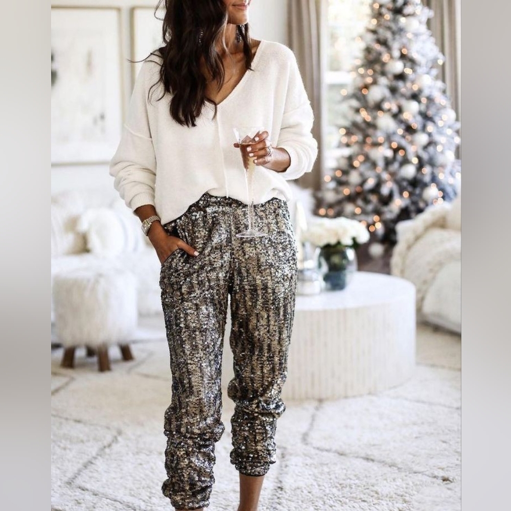 Metallic Halogen Joggers